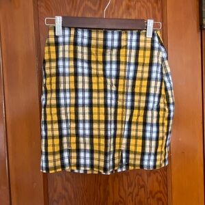 Hollister Yellow and Black Plaid Mini Skirt